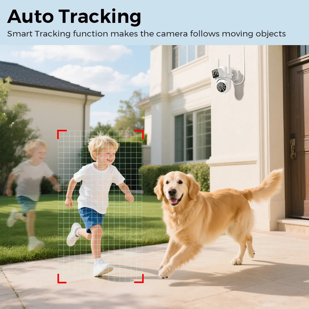 BESDER 8MP Wifi Camera PTZ Dual Screens Outdoor  Human Detection Auto Tracking 6MP CCTV Surveillance IP Camera P2P Audio iCSee