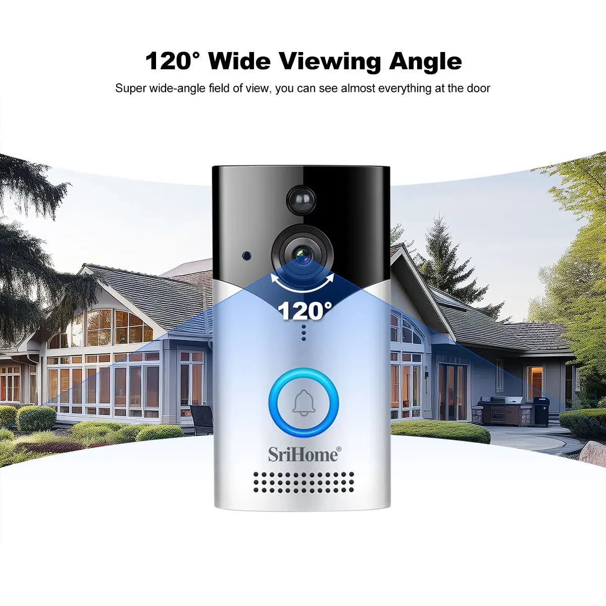 Srihome SH054 5Inch Screen 4MP 1440p Wireless WIFI Doorbell 120Degree Wide Angle Video Door Phone Visual Door Viewer Camera