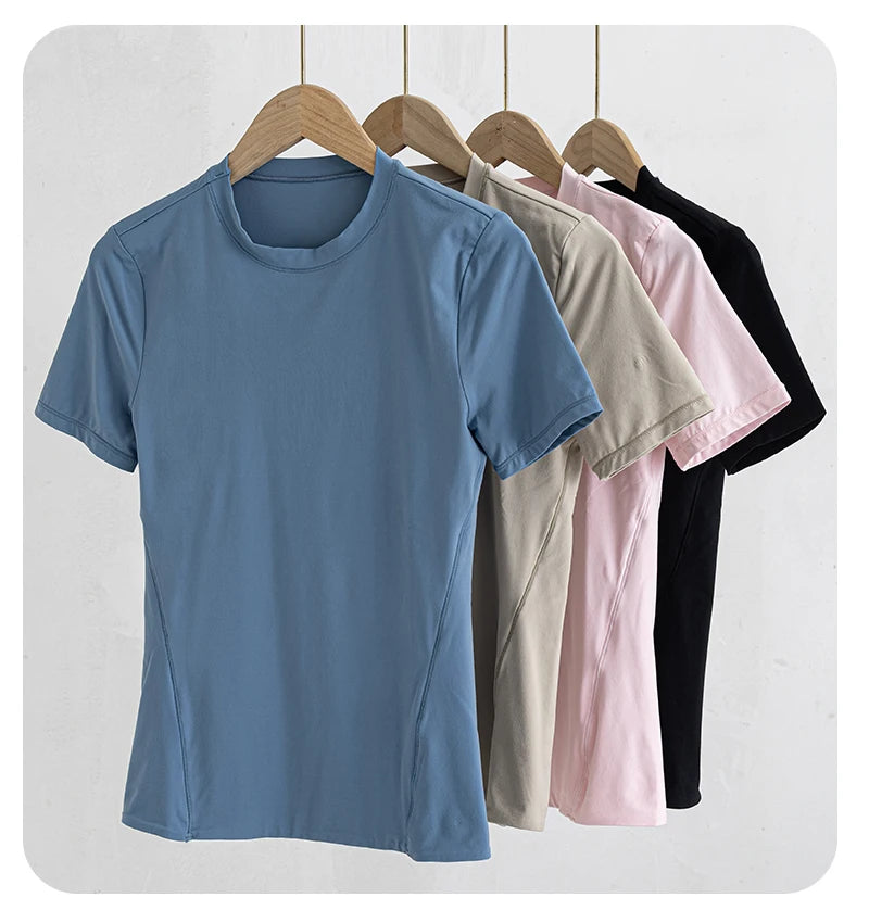 Woman 2025 Top Yoga Clothes Workout Pilates Shirts Fitness Sportswear Gym Running Sports Tight T-shirt Short Sleeve Fitness Tops