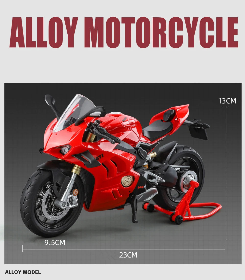 Large Size 1/9 Ducatis Panigale V4S Alloy Racing Motorcycle Simulation Diecast Metal Street Motorcycle Model With Light Kid Gift