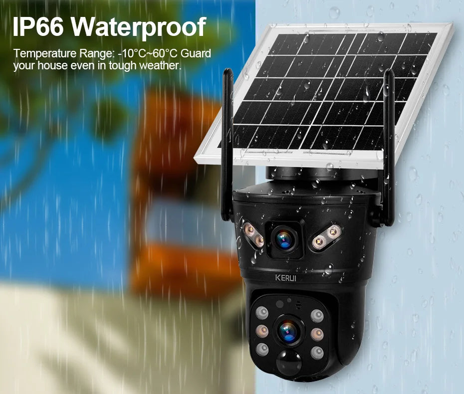 KERUI 6MP WIFI 4G Solar Camera Dual Lens IP Camera Outdoor Waterproof  Surveillance CCTV Video Home Security Solar Panel