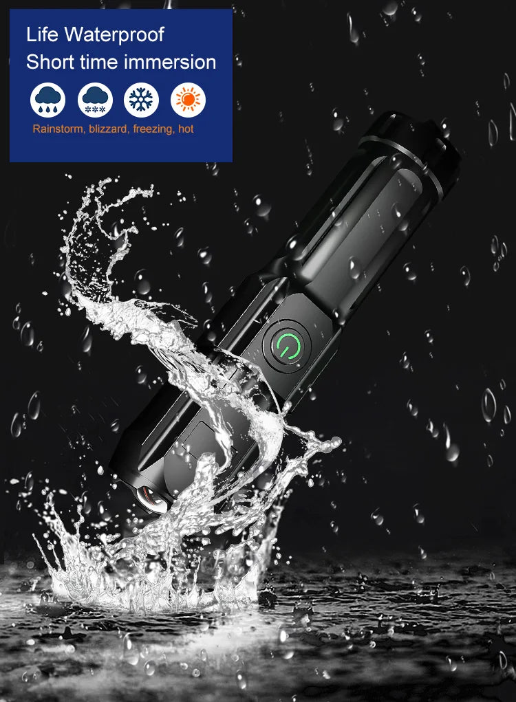 Portable LED Flashlight Strong Light Focusing Flashlight 18650 USB Rechargeable Outdoor Home Strong Light Searchlight Waterproof