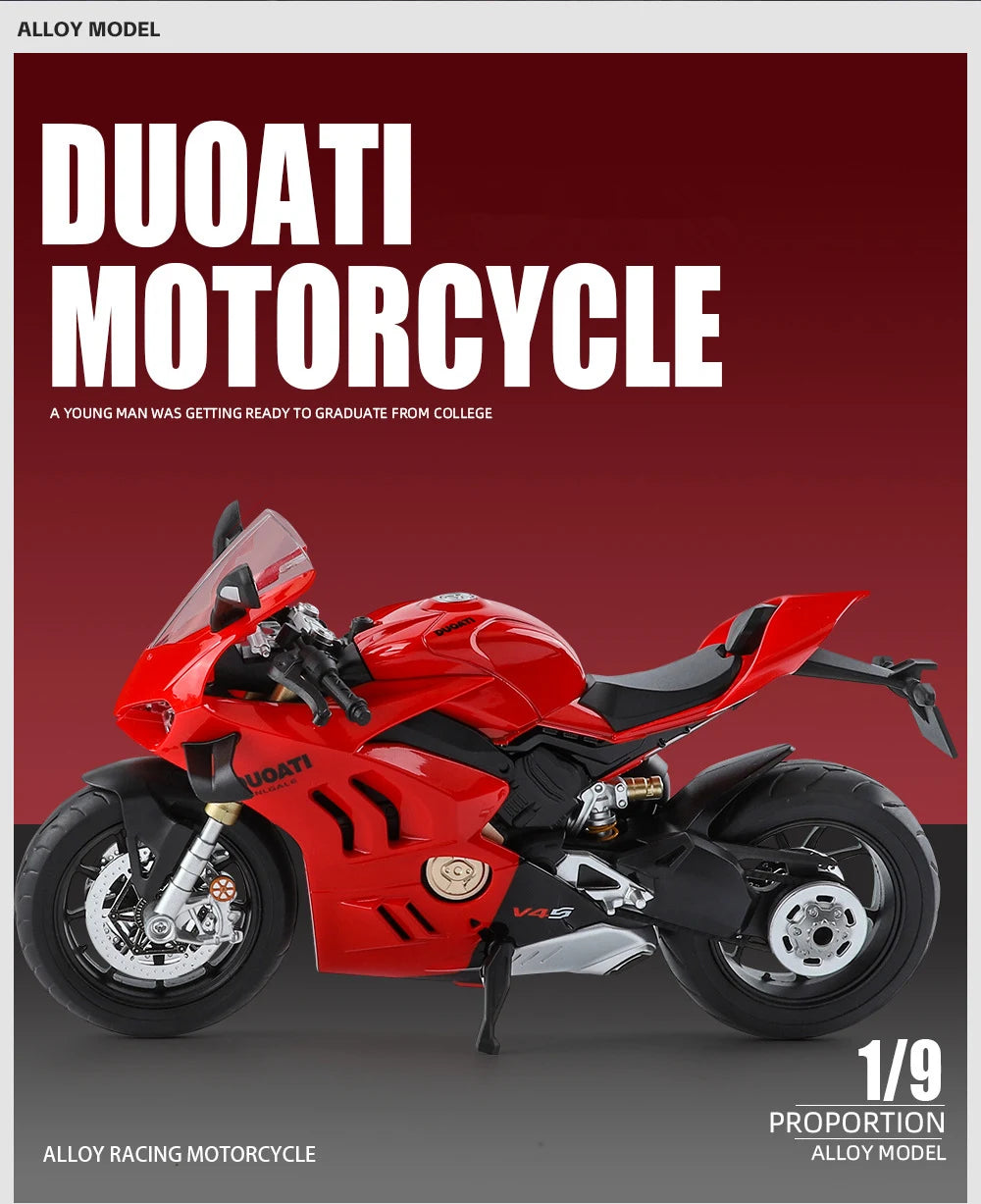 Large Size 1/9 Ducatis Panigale V4S Alloy Racing Motorcycle Simulation Diecast Metal Street Motorcycle Model With Light Kid Gift