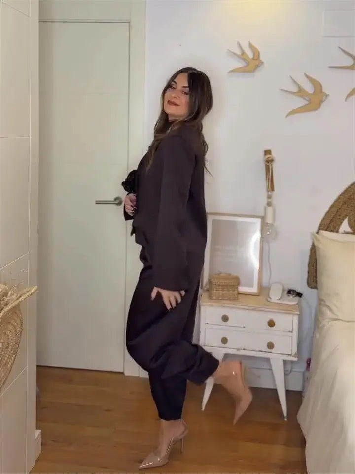 Women's Two Pieces Set New In Matching Sets New Outerwear Ensemble Femmes Blazer Coats Jackets Tapered Pants Trousers Clothes