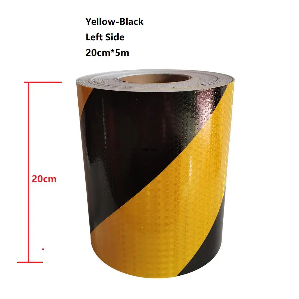 5cm/10cm/15cm/20cm*5m Reflective Tape Yellow-Black Left Or Right Twill Waterproof Safety Warning Self-adhesive Reflector Sticker