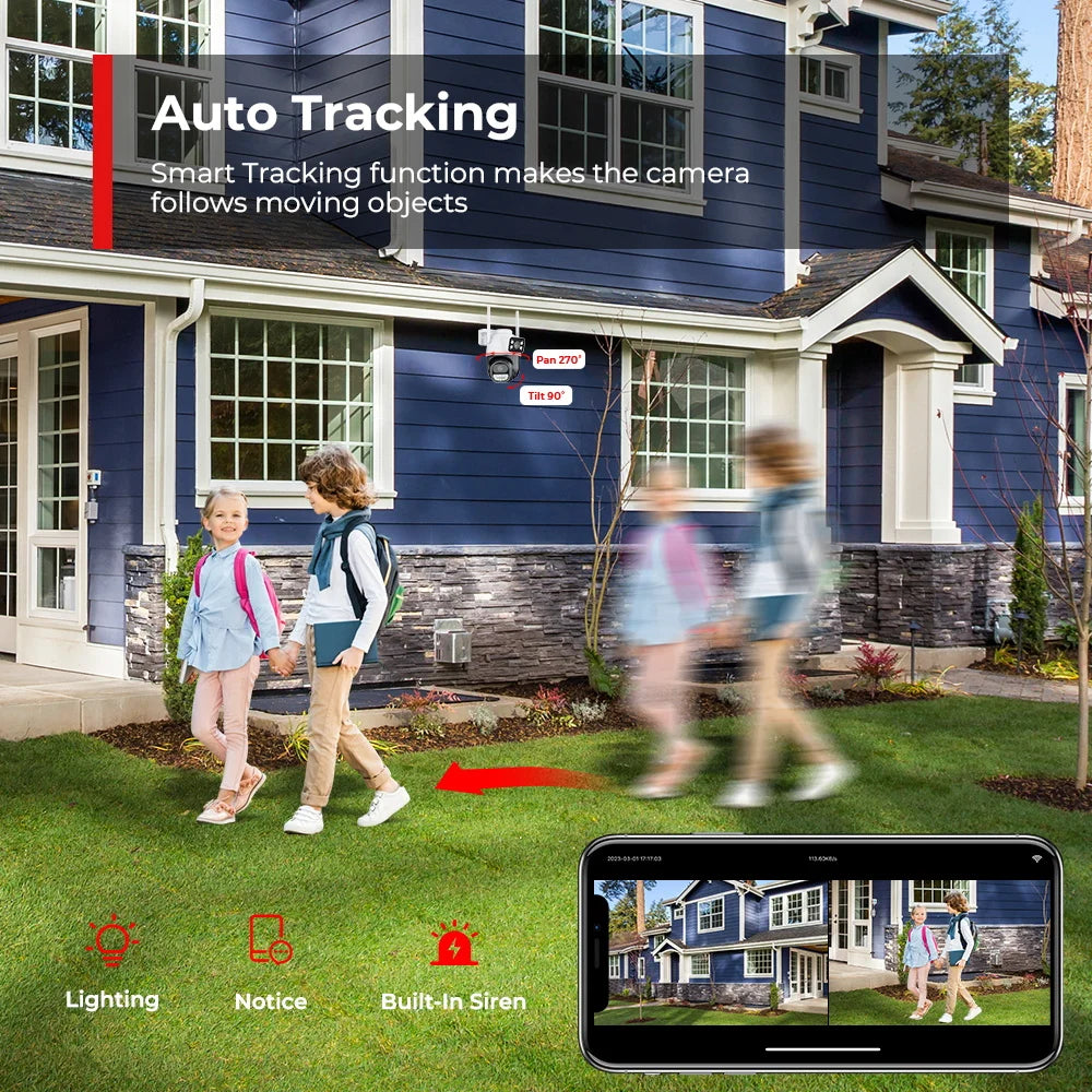 10MP 5K 4X Zoom Dual Lens Wifi Camera Waterproof IP66 HD 8MP Color IR Night Vision Auto Tracking Cloud Wifi Surveillance Cameras