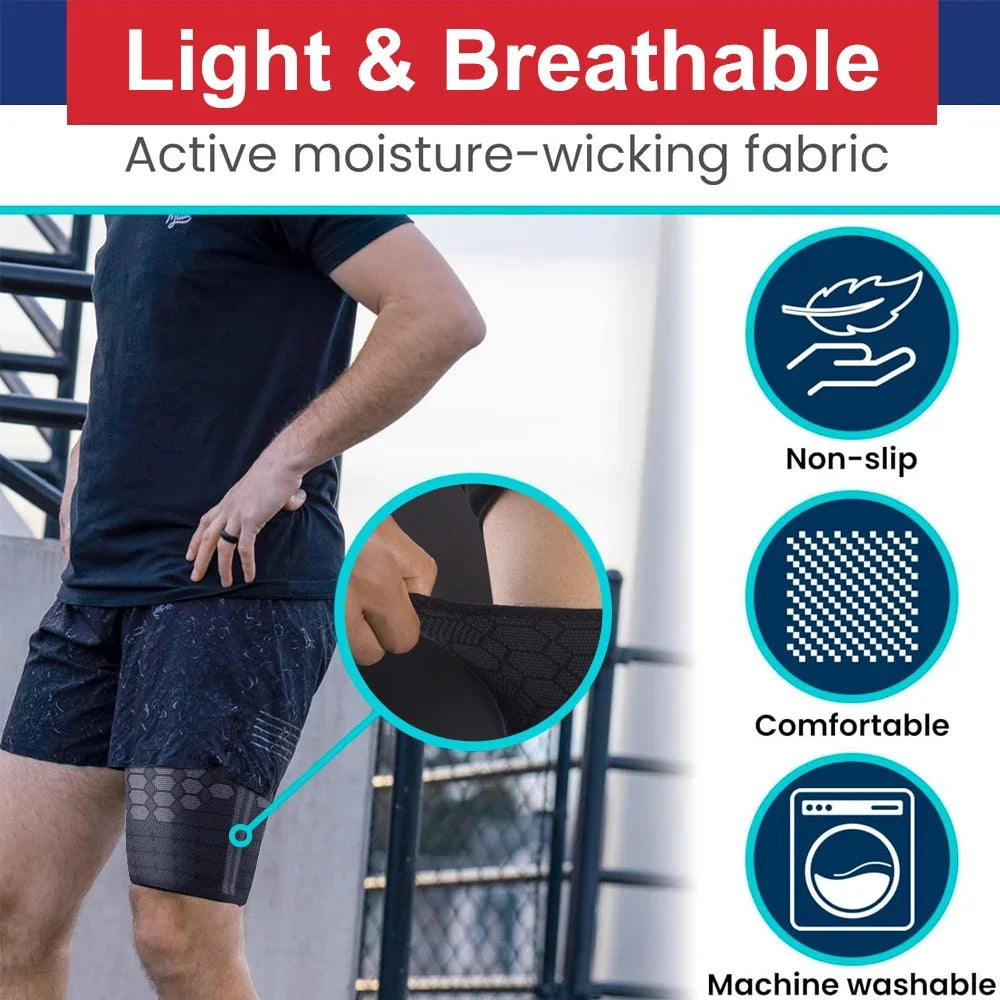 1Pair Thigh Hamstring Compression Sleeve for Quad Pain Relief & Recovery, Thigh Support Protector Muscle Strain for Women Men