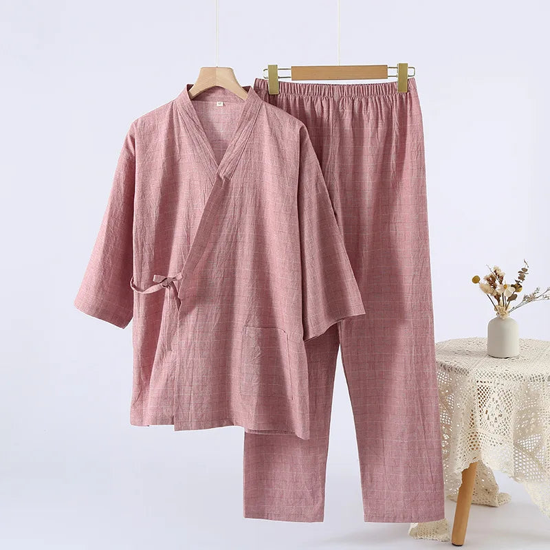 Women's Home Clothes Cotton Spring and Autumn Long Sleeved Long Pants Home Clothes Cardigan Simple Two-piece Pyjamas Set