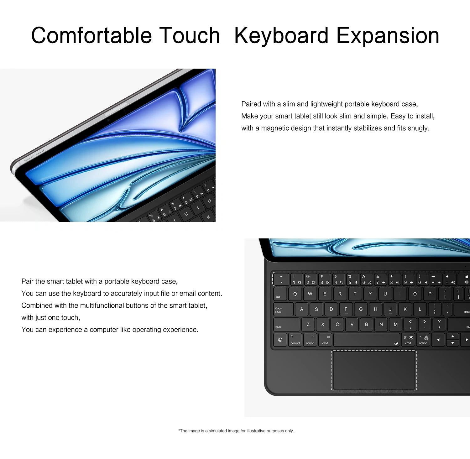 AJIUYU Smart Pogo Pin Magic Keyboard For iPad Air 11 inch M3 M2 Pro 13 M4 12.9 6th 5th 4th 10.9 7th Smart Case Direct Connection