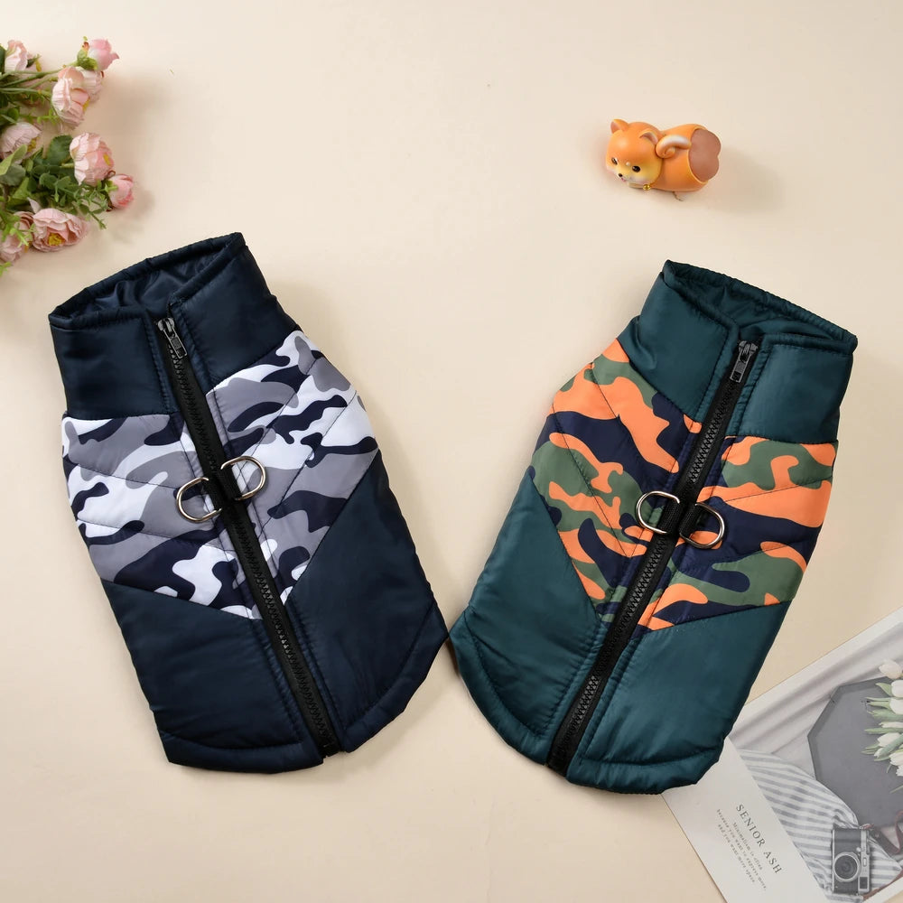 Pet Dog Jacket Coat Winter Waterproof Puppy Camouflage Print Cozy Clothes Coat For Small Medium Dogs Cats Pug Bulldog Clothing