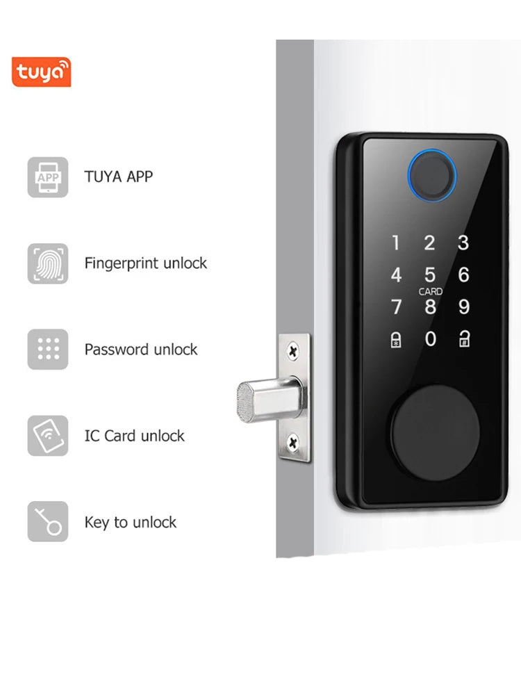 Tuya App Remote Control Smart Door Lock Deadbolt With Keys Fingerprint Lock electronics Digital Indoor House Electronic Lock