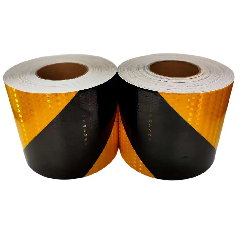 5cm/10cm/15cm/20cm*5m Reflective Tape Yellow-Black Left Or Right Twill Waterproof Safety Warning Self-adhesive Reflector Sticker