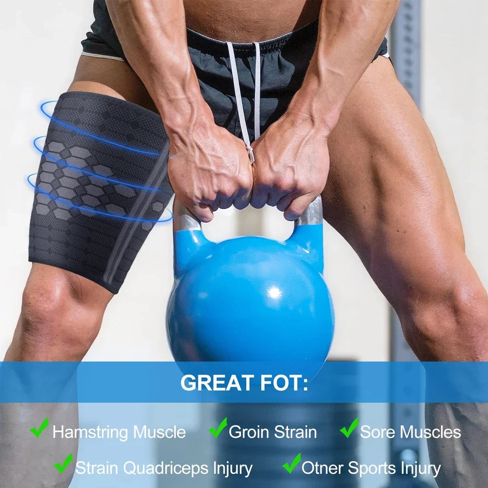 1Pair Thigh Hamstring Compression Sleeve for Quad Pain Relief & Recovery, Thigh Support Protector Muscle Strain for Women Men