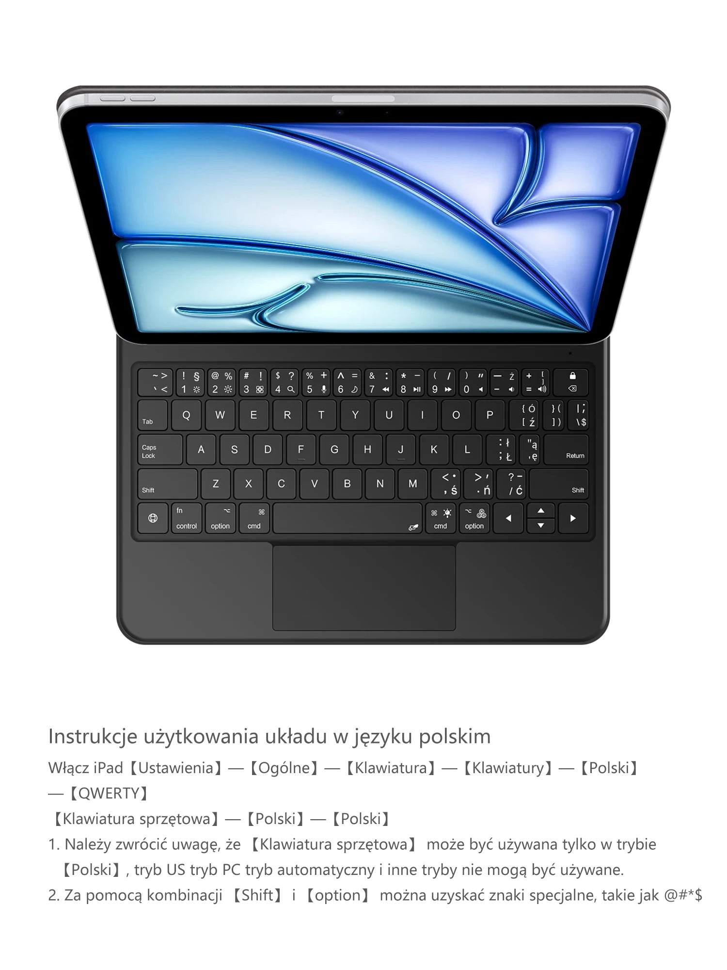AJIUYU Smart Pogo Pin Magic Keyboard For iPad Air 11 inch M3 M2 Pro 13 M4 12.9 6th 5th 4th 10.9 7th Smart Case Direct Connection