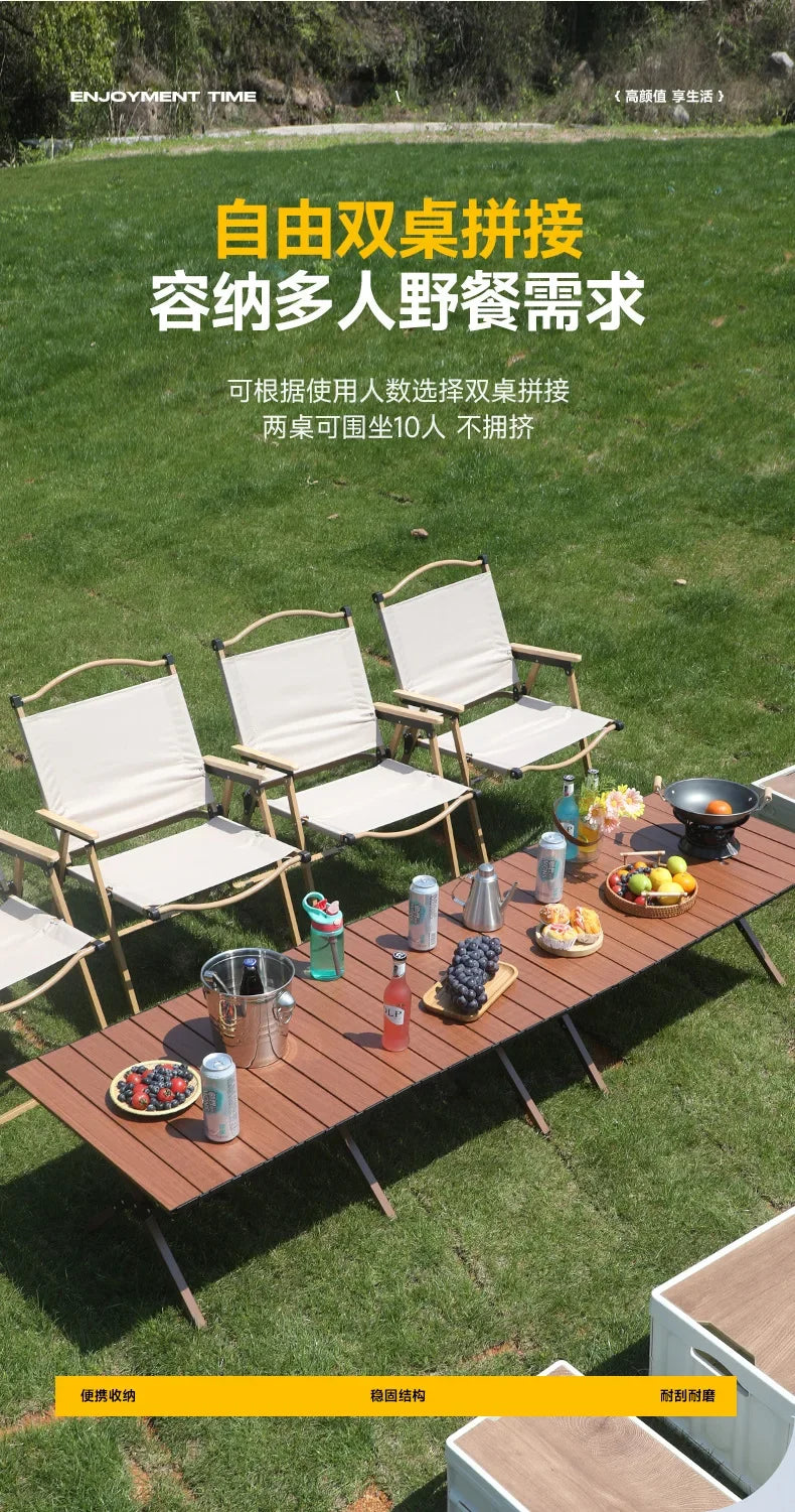 Outdoor Picnic Desk Lightweight Aluminum Table Sturdy Foldable Portable Folding Camping Table Garden Lawn Party Use Furniture