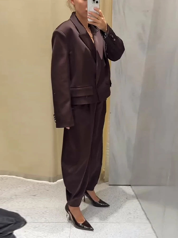 Women's Two Pieces Set New In Matching Sets New Outerwear Ensemble Femmes Blazer Coats Jackets Tapered Pants Trousers Clothes