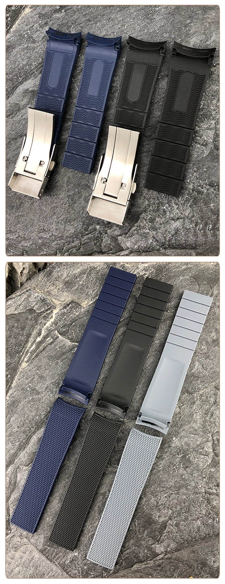 19mm 20mm 21mm Rubber Silicone Watchband for Longines Conquest HydroConquest L3.781 VHP Black Blue Sports Waterproof Watch Strap