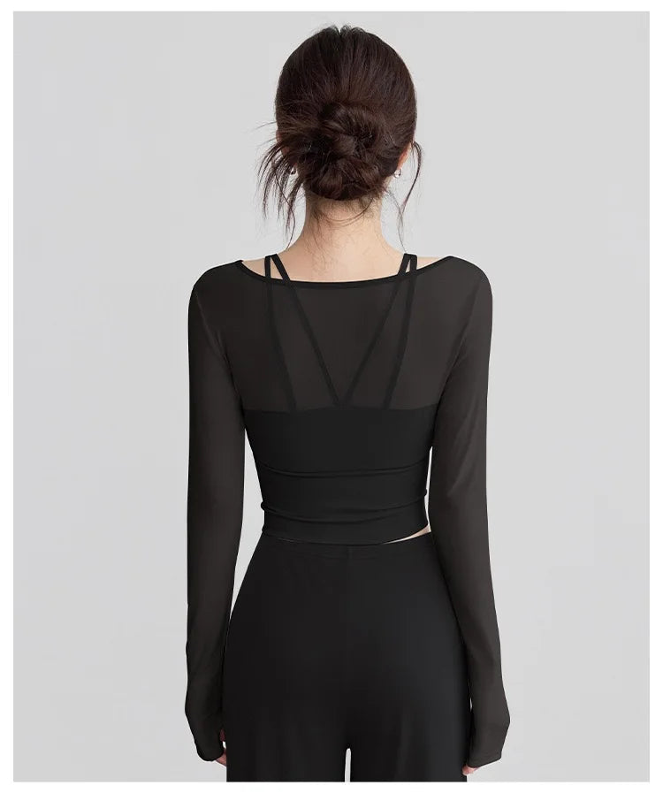 Yoga Clothes for Women for Autumn and Winter Vacation Two-piece Fixed Cup Sports Tops High-end Pilates Training Fitness Clothes