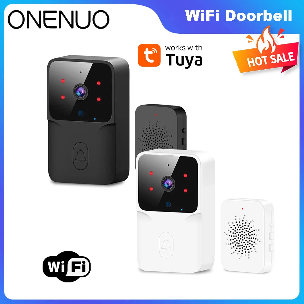 Tuya WiFi Video Doorbell Wireless HD Camera IR Alarm Security Smart Home Door Bell WiFi Intercom for Home with Black or White