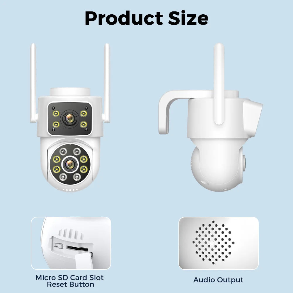 BESDER 8MP Wifi Camera PTZ Dual Screens Outdoor  Human Detection Auto Tracking 6MP CCTV Surveillance IP Camera P2P Audio iCSee