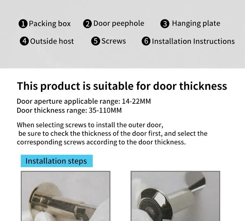 Video Doortell HD 2.4 Inch Peephole 120° Smart Digital Door Viewer Camera Security Monitor 240x320 Visual Doorbell Home