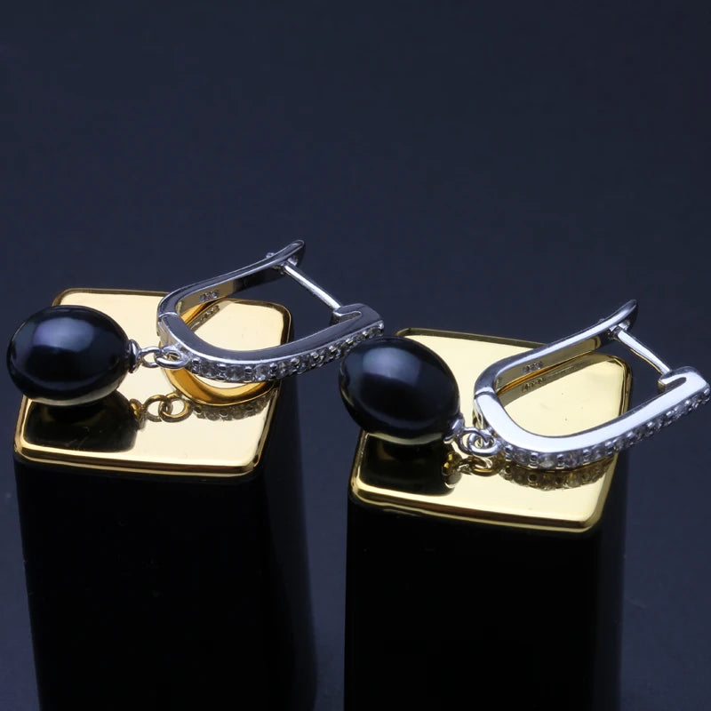 YouNoble Genuine Silver 925 Pearl Earrings Wedding,Natural Freshwater Pearl Drop Earrings Birthday Gift Daughter Pink White