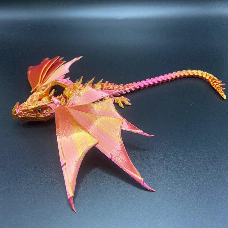 3D Printing Flying Dragon Fire-breathing Dragon Joint Movable Model Creative Dragon Collection Decoration Home Desktop Ornaments