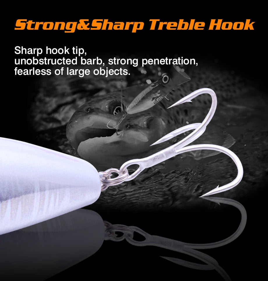 FJORD 80mm 14g Popper Glow Fishing Lure Swimbait Floating Hard Baits Pike Bass Sea Saltwater Surface Walker Fishing Supplies