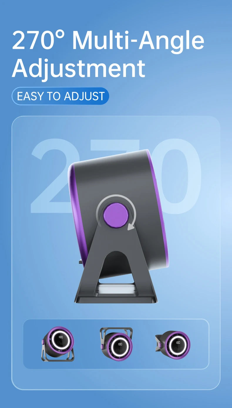 New 1800mAH desktop bladeless electric fan, USB rechargeable with ambient light, silent turbo fan, 100 speed air cooler