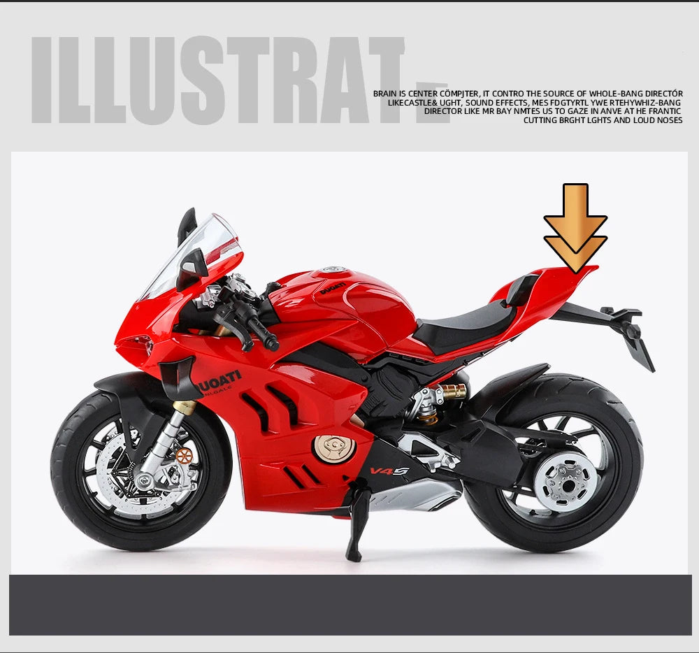 Large Size 1/9 Ducatis Panigale V4S Alloy Racing Motorcycle Simulation Diecast Metal Street Motorcycle Model With Light Kid Gift