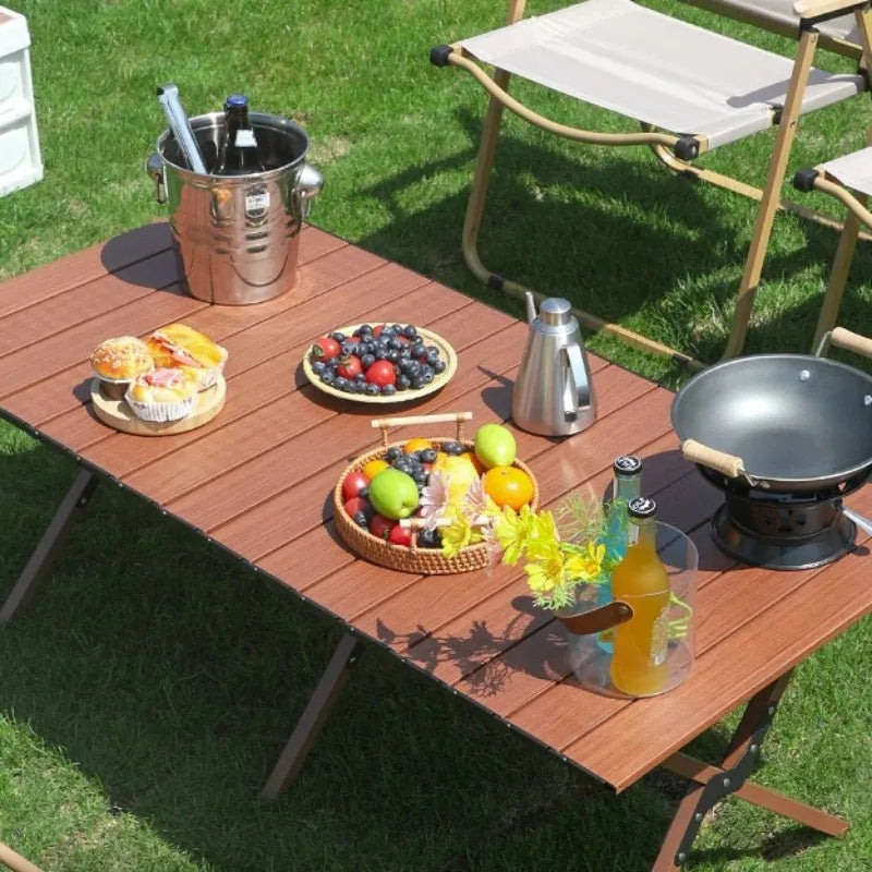 Outdoor Picnic Desk Lightweight Aluminum Table Sturdy Foldable Portable Folding Camping Table Garden Lawn Party Use Furniture