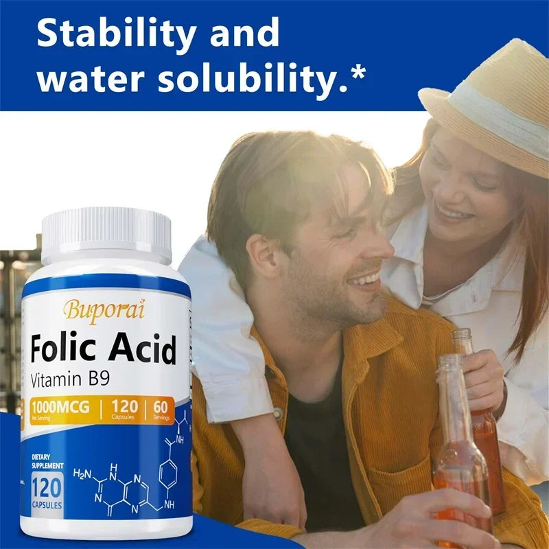 Folic Acid Supplement - Heart Health, Nervous System Health, Prenatal Support