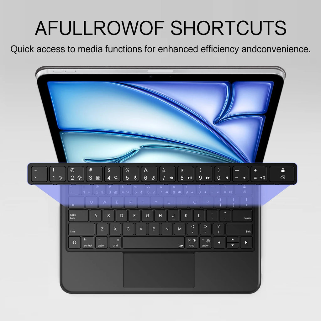 AJIUYU Smart Pogo Pin Magic Keyboard For iPad Air 11 inch M3 M2 Pro 13 M4 12.9 6th 5th 4th 10.9 7th Smart Case Direct Connection