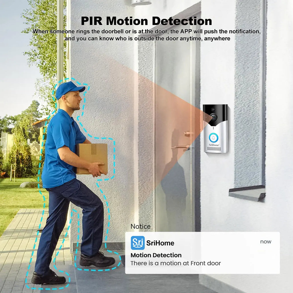 Srihome SH054 5Inch Screen 4MP 1440p Wireless WIFI Doorbell 120Degree Wide Angle Video Door Phone Visual Door Viewer Camera
