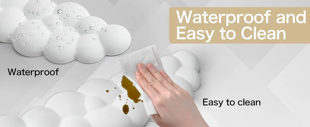 Ergonomic Cloud Mouse & Keyboard Wrist Rest - Non-Slip Memory Foam for Gaming/Office, Soft PU & Easy Clean