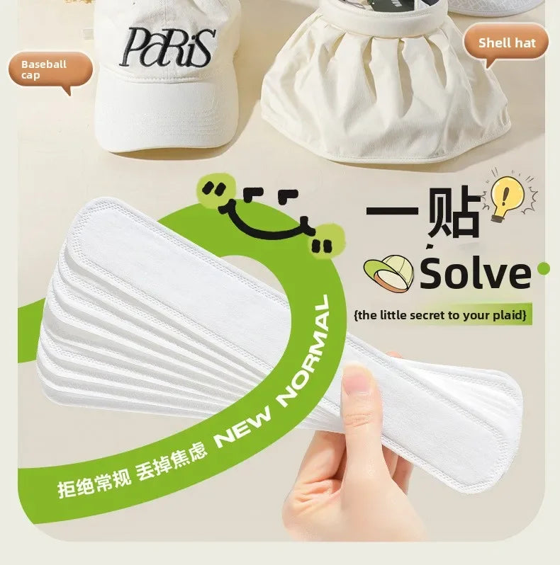 Disposable Hat Sweat Pad Adjustable Absorbent Hat Liner for Baseball Caps and Shirts Cotton Collar Protector Hiking Accessories