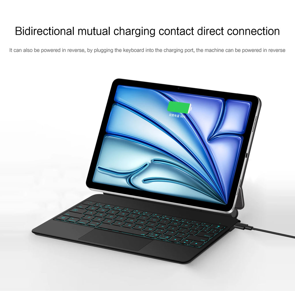 AJIUYU Smart Pogo Pin Magic Keyboard For iPad Air 11 inch M3 M2 Pro 13 M4 12.9 6th 5th 4th 10.9 7th Smart Case Direct Connection