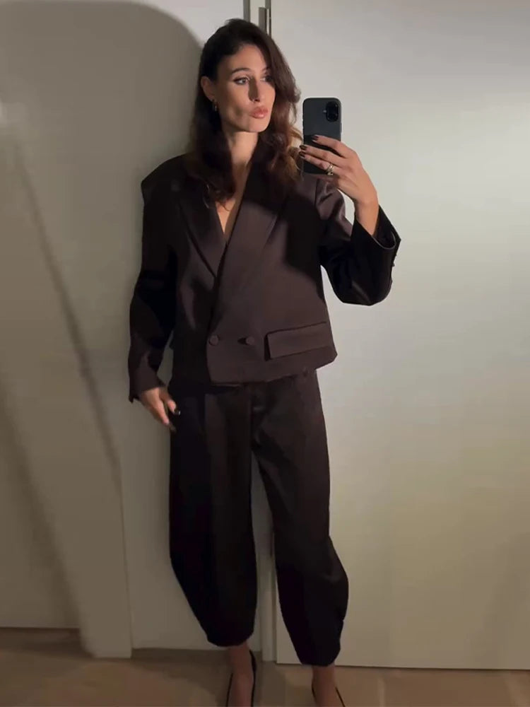 Women's Two Pieces Set New In Matching Sets New Outerwear Ensemble Femmes Blazer Coats Jackets Tapered Pants Trousers Clothes