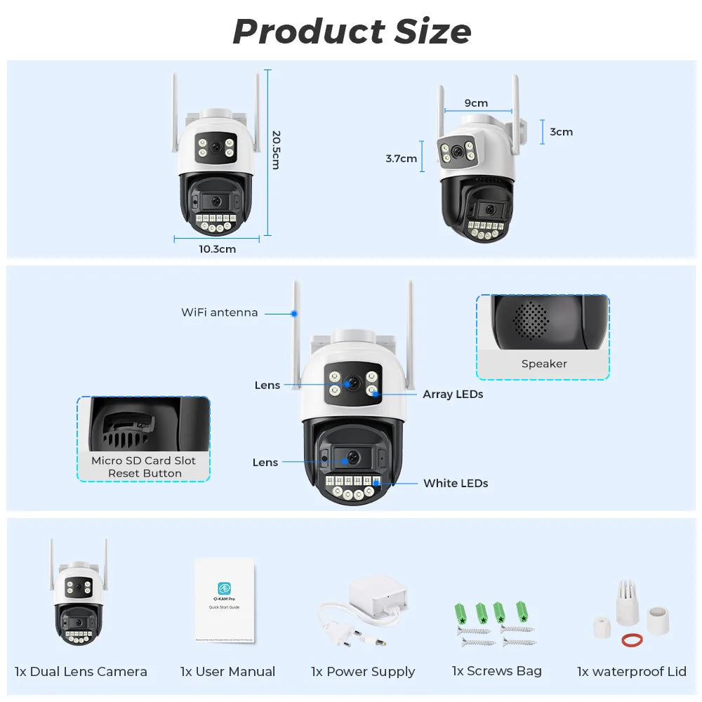 10MP 5K 4X Zoom Dual Lens Wifi Camera Waterproof IP66 HD 8MP Color IR Night Vision Auto Tracking Cloud Wifi Surveillance Cameras