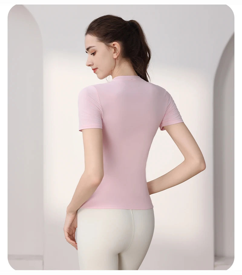 Woman 2025 Top Yoga Clothes Workout Pilates Shirts Fitness Sportswear Gym Running Sports Tight T-shirt Short Sleeve Fitness Tops