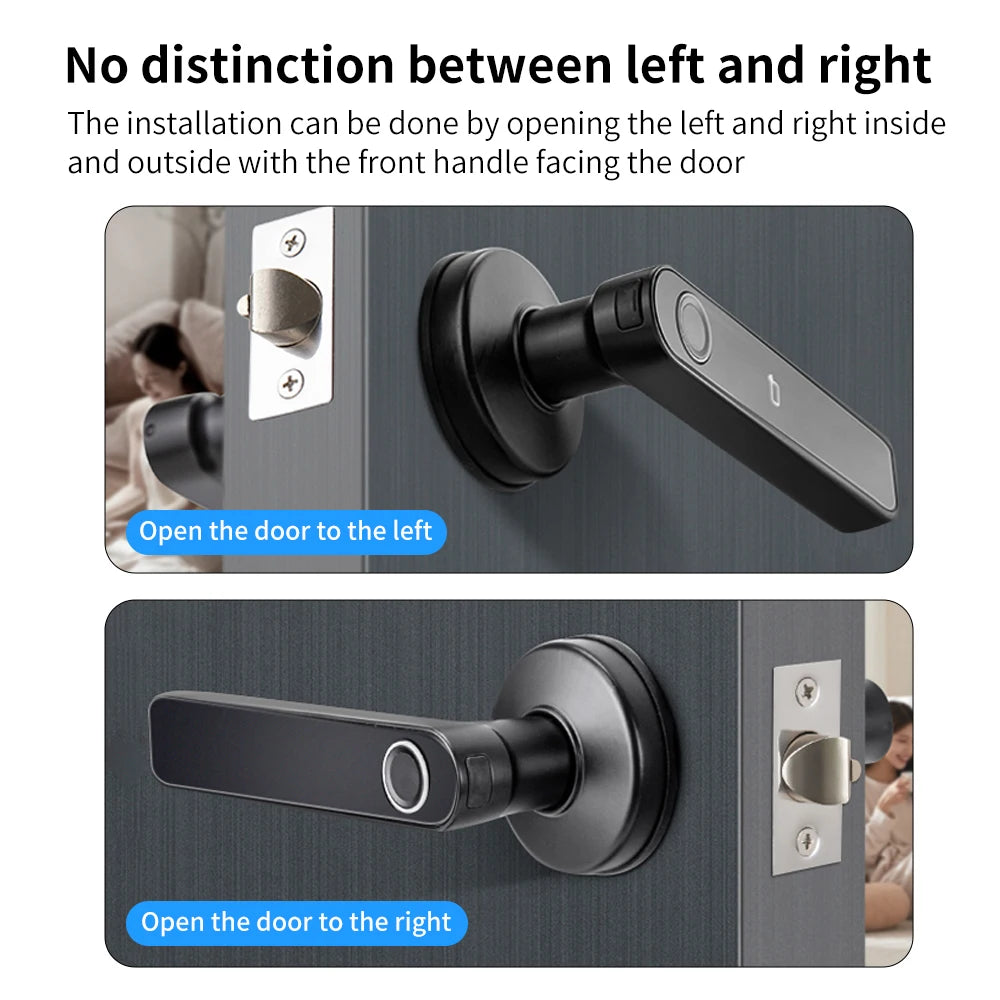 Tuya SmartLife APP BLE Smart Fingerprint Lock Password RFID IC Card Lock Handle Dead Bolt Home Wooden Metal Door Handle Latch