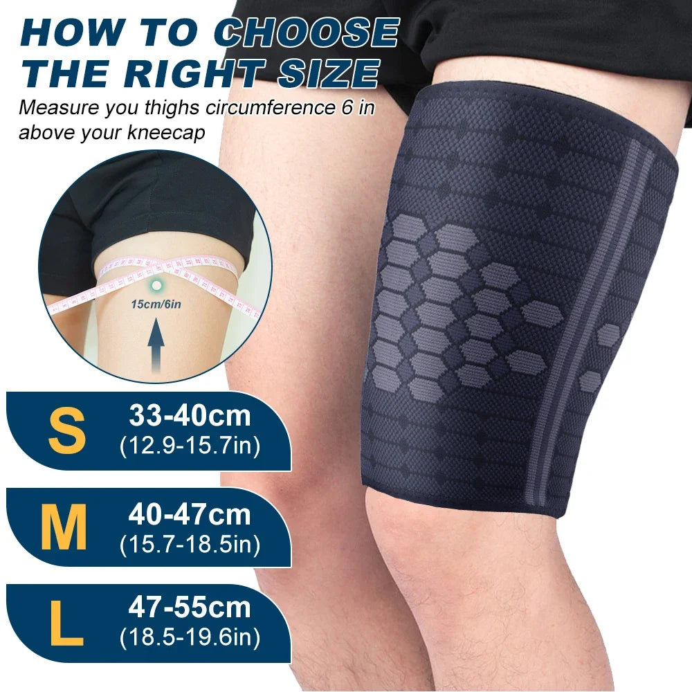 1Pair Thigh Hamstring Compression Sleeve for Quad Pain Relief & Recovery, Thigh Support Protector Muscle Strain for Women Men