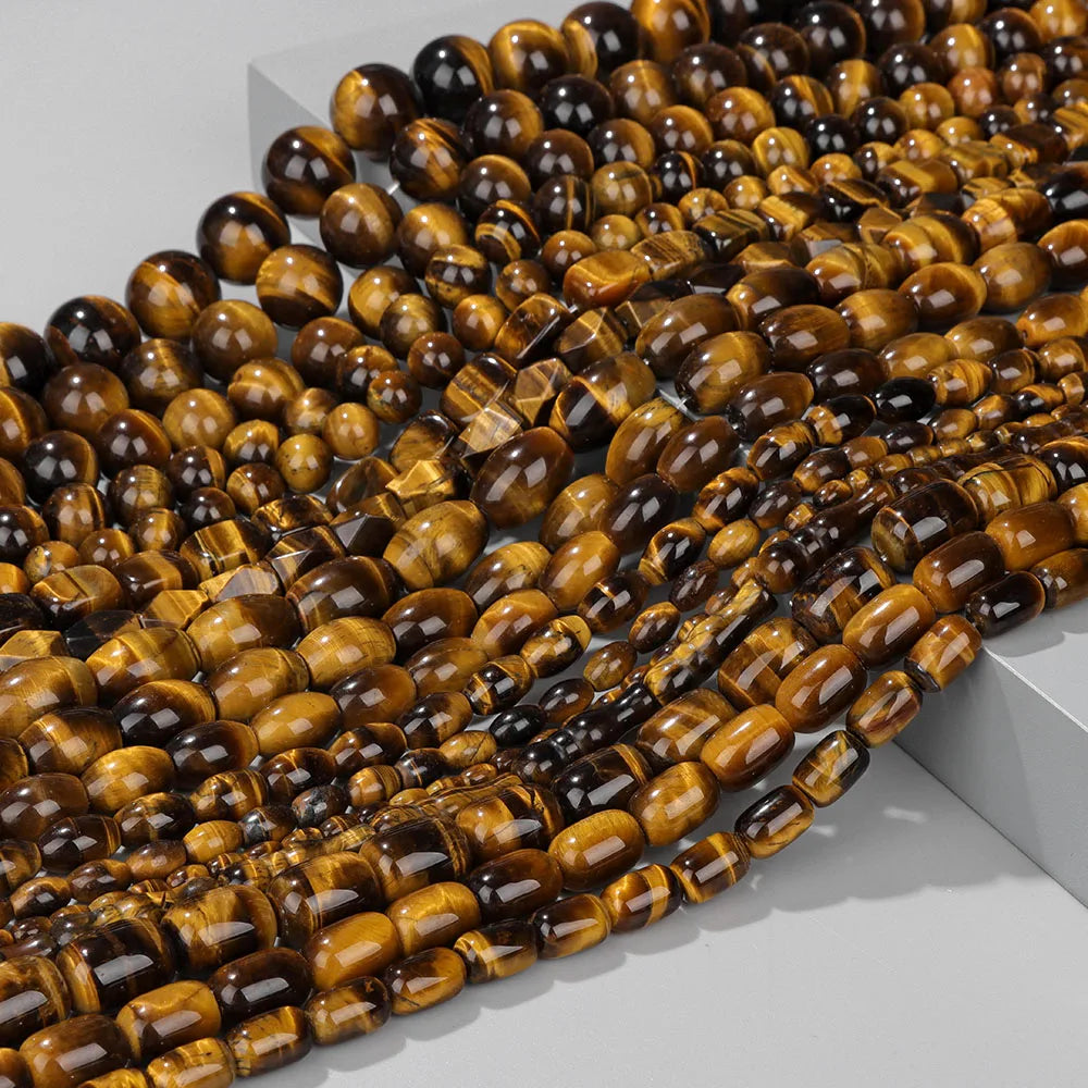 High Quality Natural Stone Yellow Tiger Eye Beads Round Square Oval Loose Spacer Stone For Jewelry Making Bracelet Diy Accessory