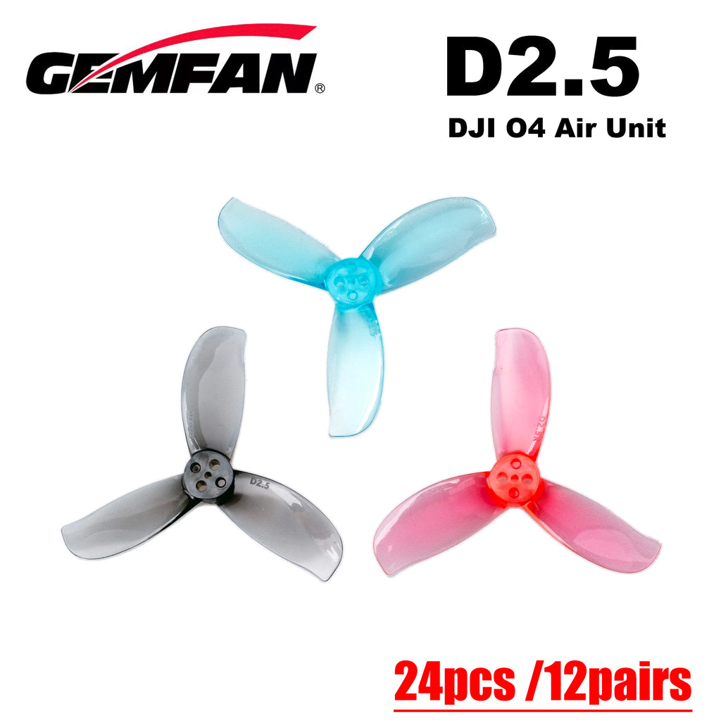 24pcs/12pairs Gemfan D2.5 3-blade 2.5inch PC FPV Propeller 1404 Motor 1.5mm Hole For FPV Drone SpeedyBee BEE25 DJI O4 Air Unit