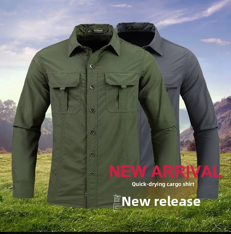 2025 spring summer New Men Lightweight Quick-Drying long sleeved shirts outdoor new men  Breathable Sport Sunscreen Hiking Shirt