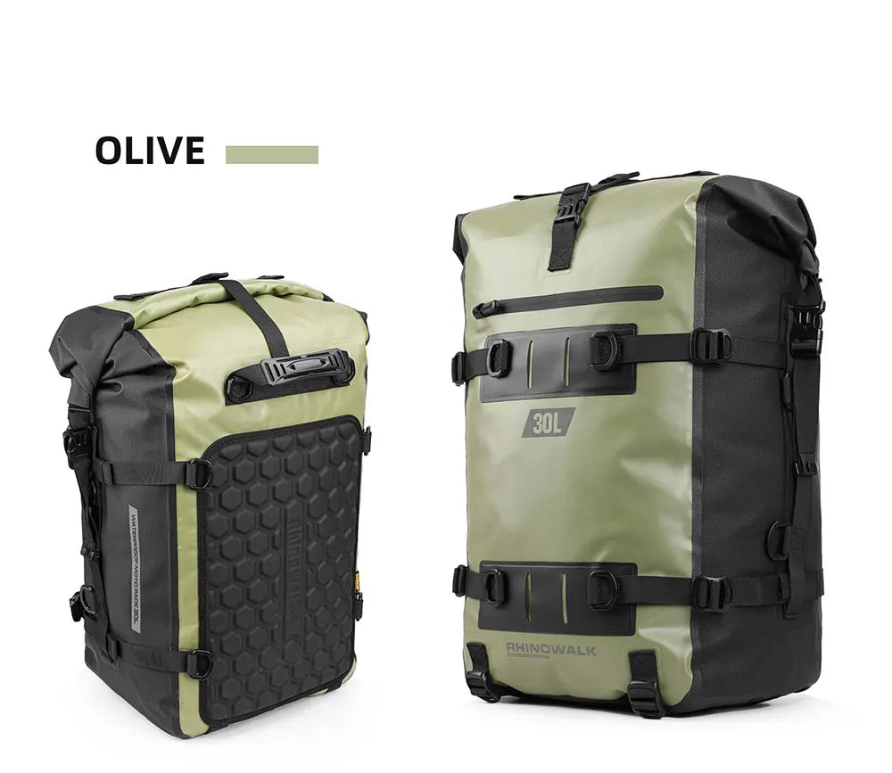 Rhinowalk Motorcycle Tail Bag 100%Waterproof Cycling Backpack 8L 15L 30L Motor Side Saddle Pack Travel Luggage Box Accessories