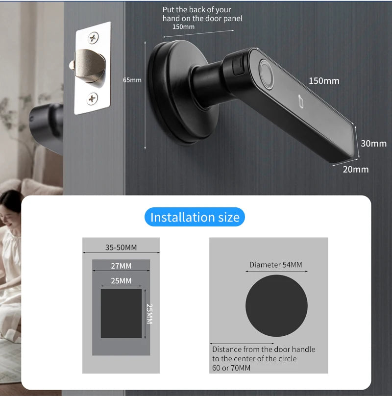 Tuya SmartLife APP BLE Smart Fingerprint Lock Password RFID IC Card Lock Handle Dead Bolt Home Wooden Metal Door Handle Latch