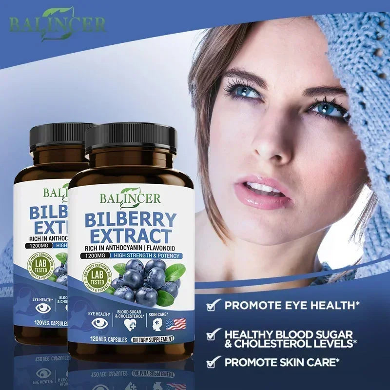 Bilberry Extract Supplement, Helps Maintain Eye and Vision Health, Anti-aging, Promotes Brain Health, Protects Vision Health