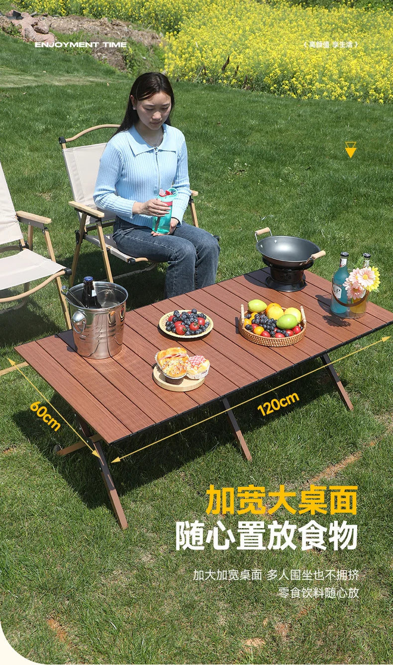 Outdoor Picnic Desk Lightweight Aluminum Table Sturdy Foldable Portable Folding Camping Table Garden Lawn Party Use Furniture