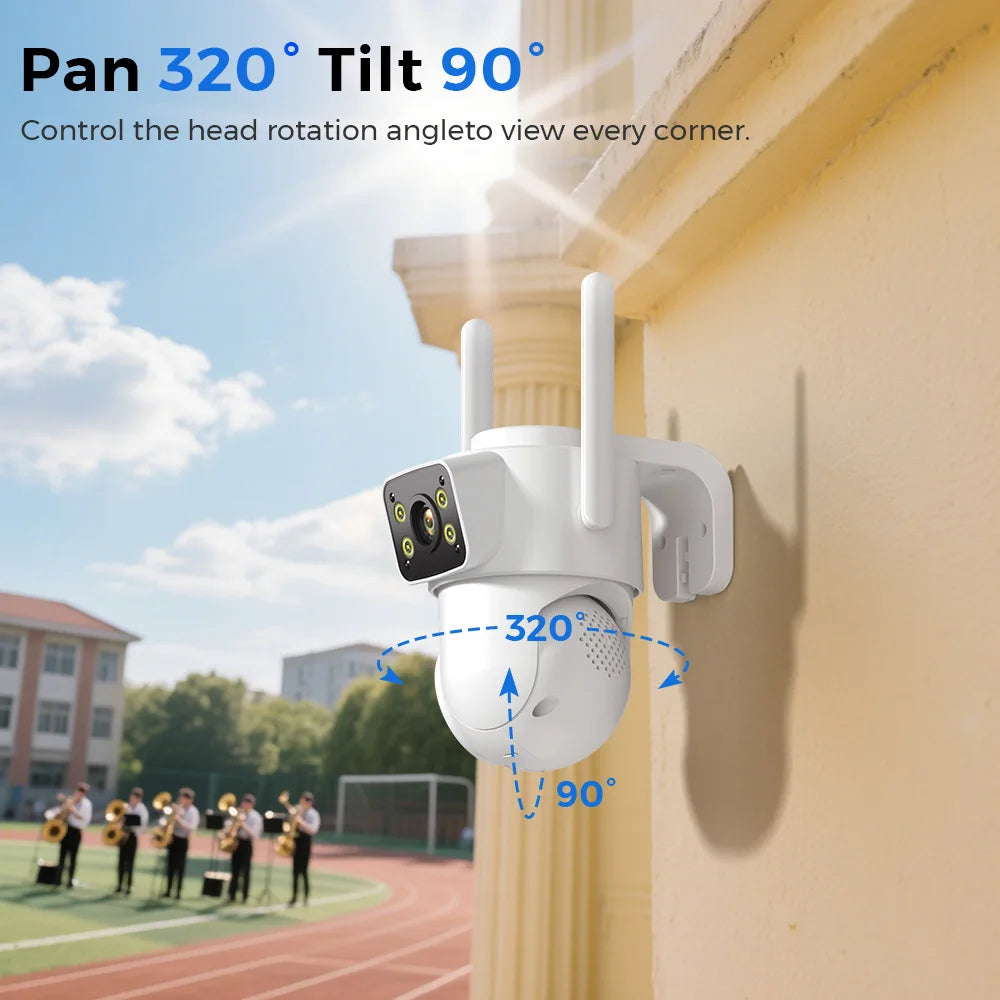 BESDER 8MP Wifi Camera PTZ Dual Screens Outdoor  Human Detection Auto Tracking 6MP CCTV Surveillance IP Camera P2P Audio iCSee